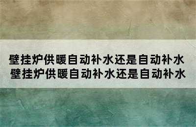 壁挂炉供暖自动补水还是自动补水 壁挂炉供暖自动补水还是自动补水